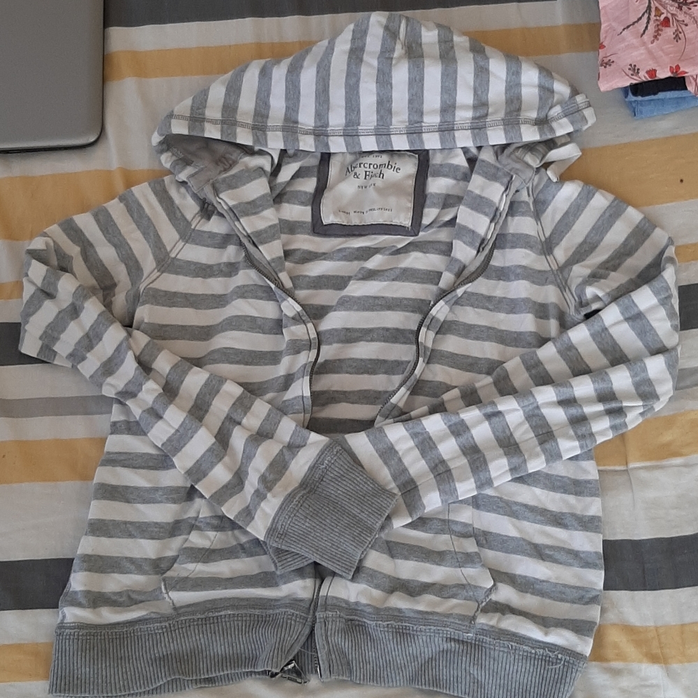 Abercrombie and Fitch Striped Hoodie Double Zipper
